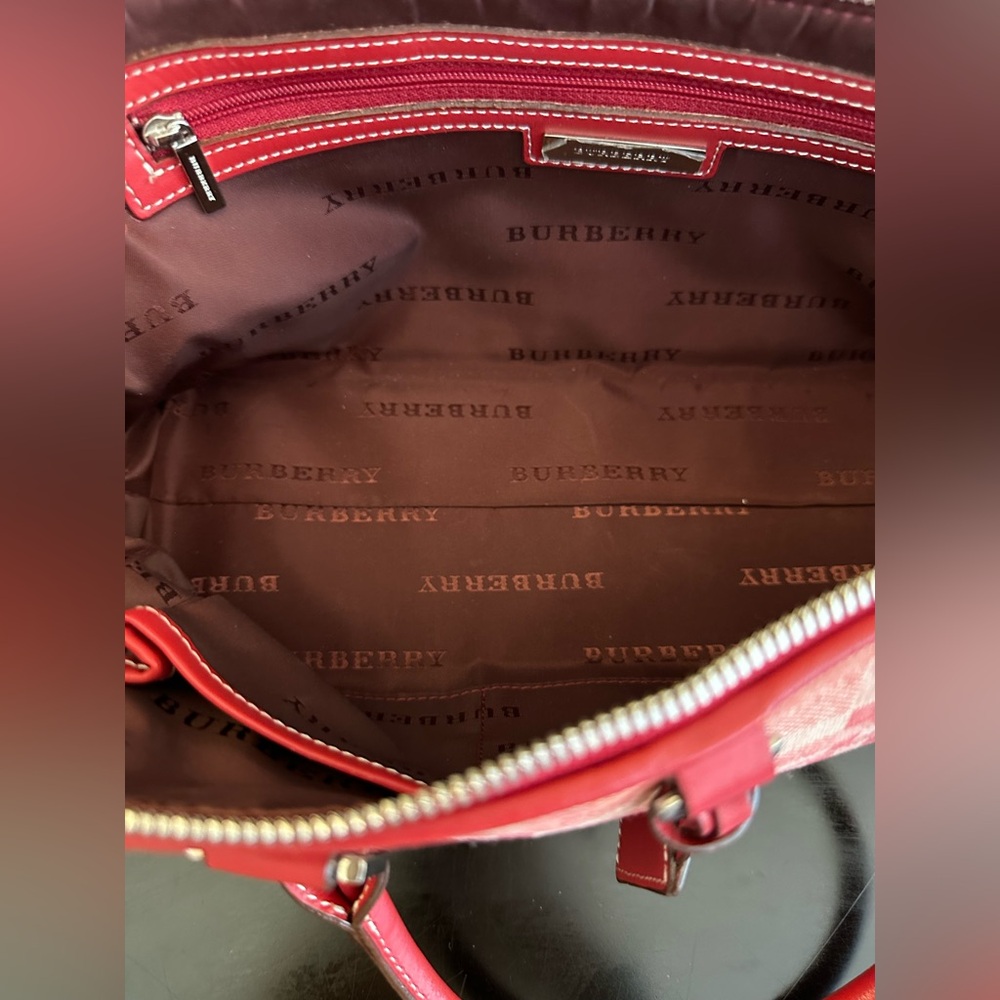 Burberry Red Nova Canvas and Leather Handbag - Picture 8 of 8